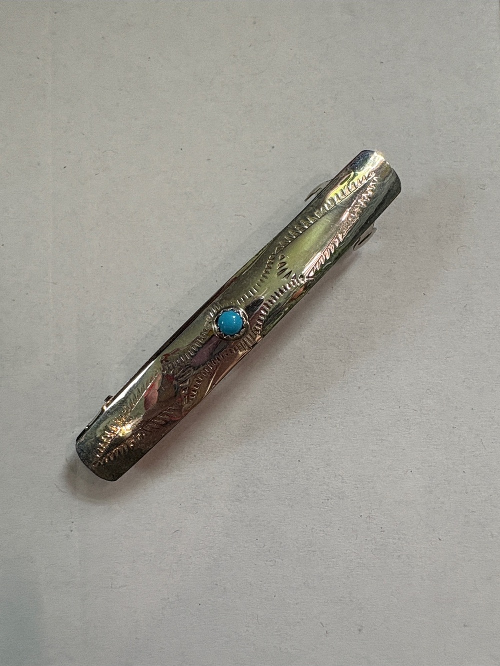Navajo Made Sterling Silver Hair Barrett with Turquoise - never worn!